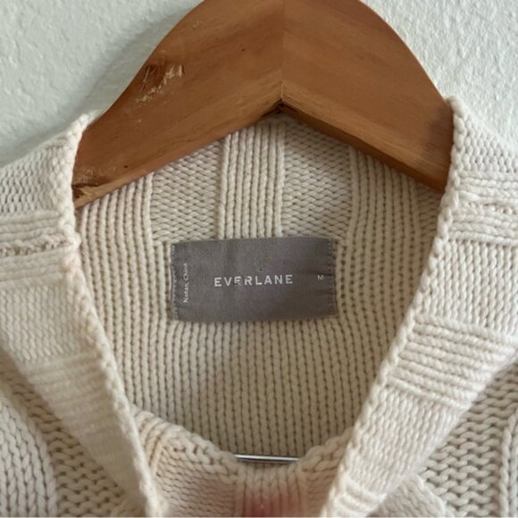 Everlane Cream Wool Knit Mockneck Sweater Sz M - Picture 2 of 4